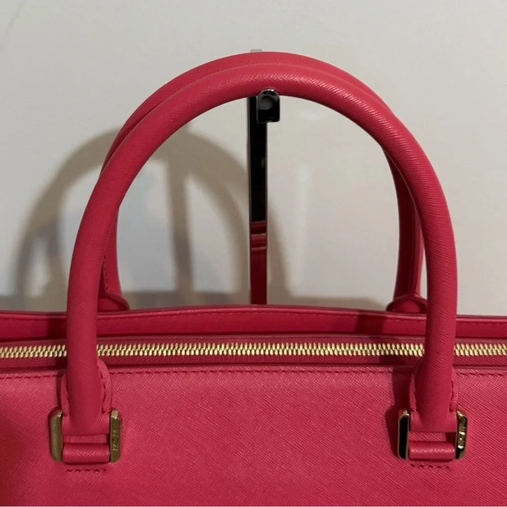 MCM Nuovo Satchel Crossbody Bag Fuchsia Pink Leather